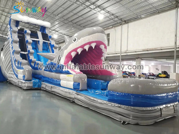 Giant inflatable shark slide 
